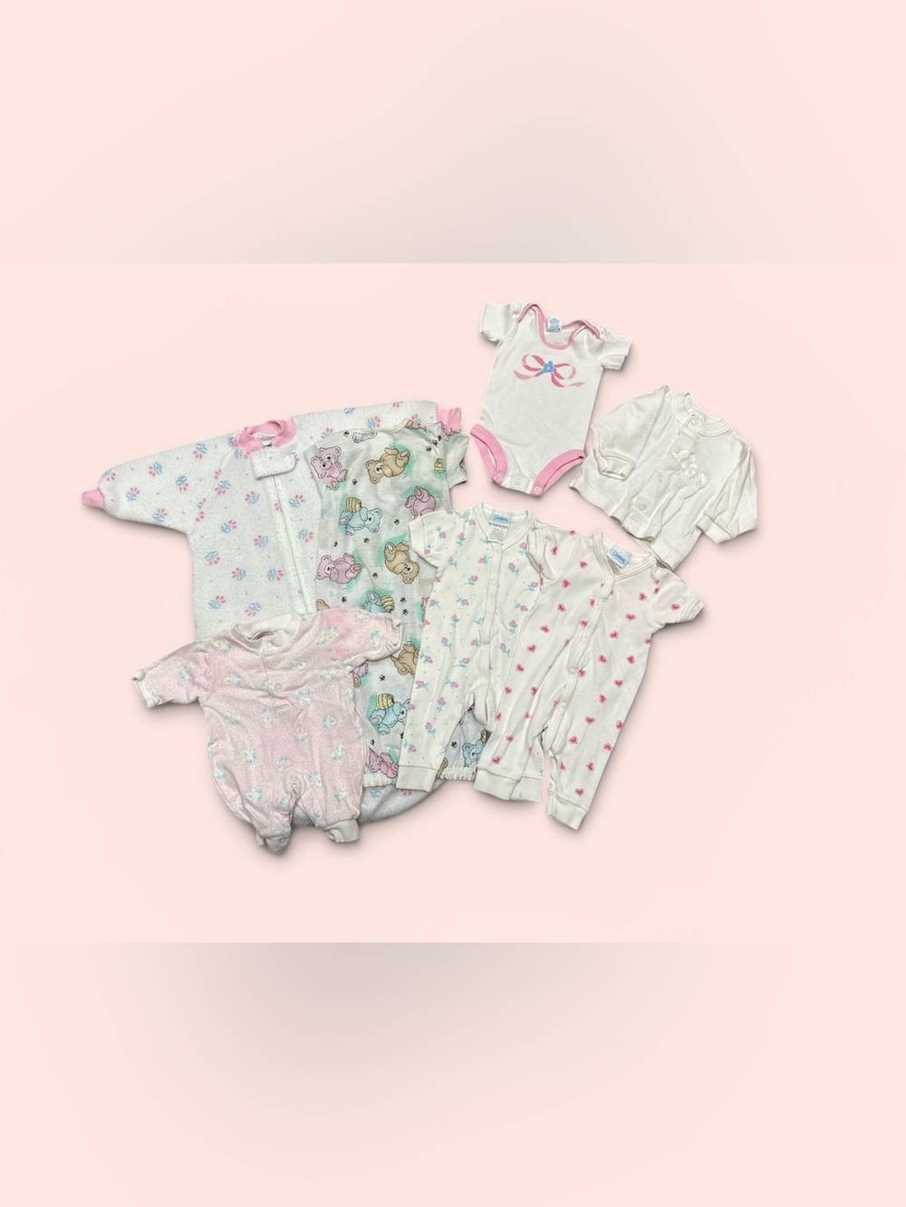 Vintage Carter’s Baby Girl Bundle Sleepers Rompers Size Small 0-3 Months 90s